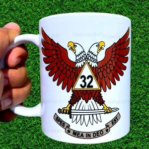 32nd Degree Scottish Rite Freemason Coffee‎ Mug with Brown Eagle Wings-Up